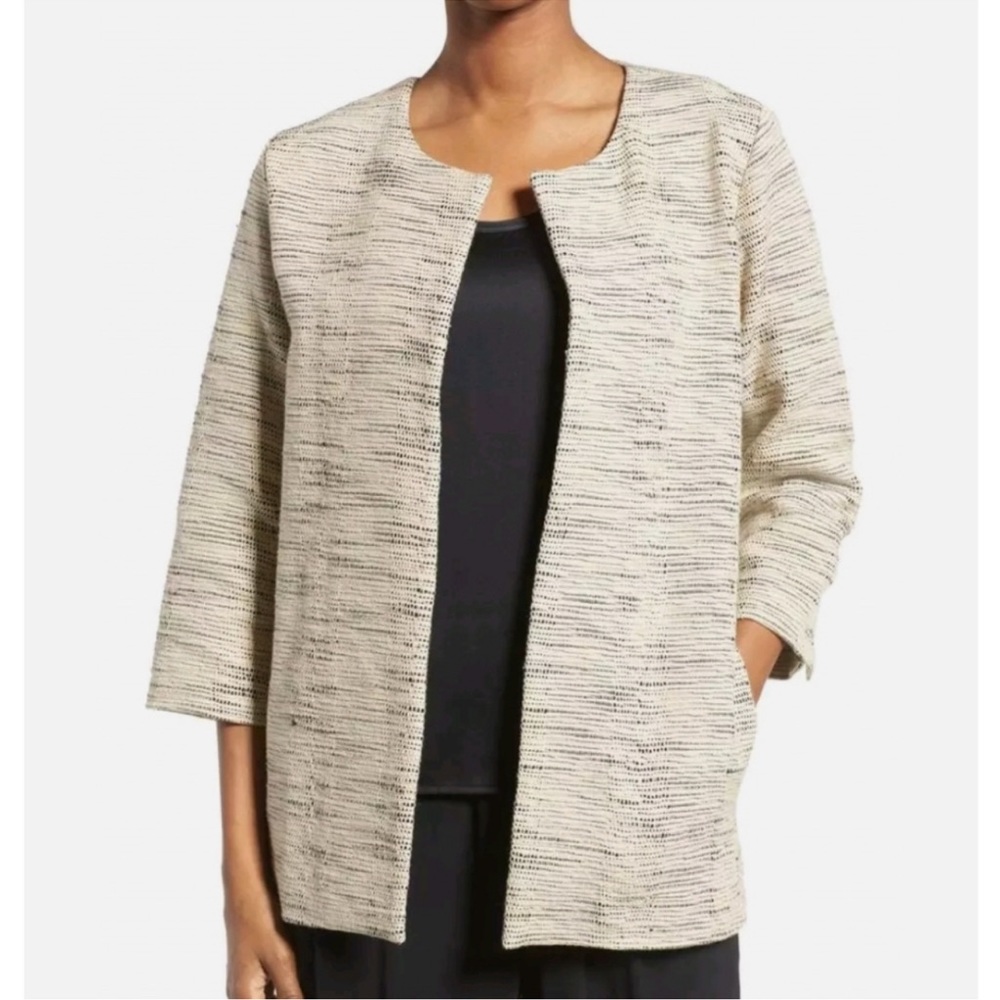 Eileen Fisher Handloomed Cotton‎ Furrows Jacket Size M